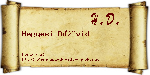 Hegyesi Dávid névjegykártya